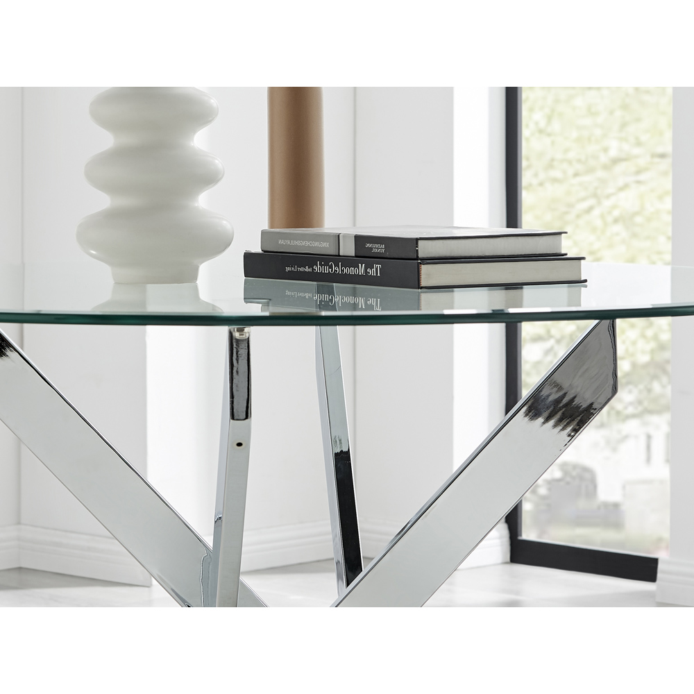 Furniturebox Arona Pesaro 4 Seater Round Dining Set Cream and Chrome Image 6