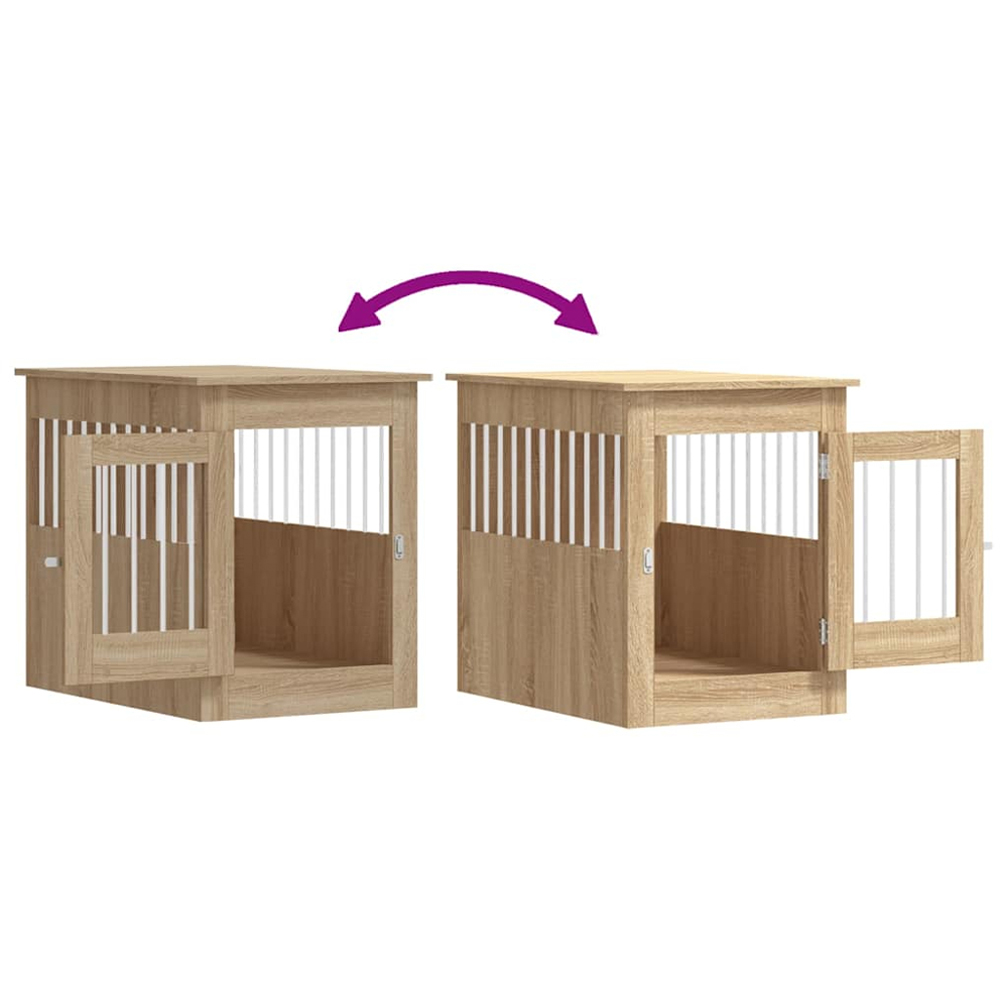 vidaXL Sonoma Oak Processed Wood Dog Crate Furniture 55 x 80 x 68cm Image 9