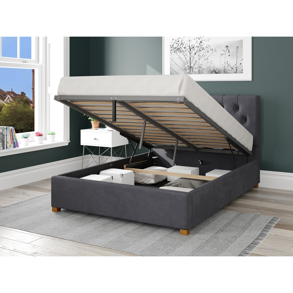 Aspire Olivier Single Steel Plush Velvet Ottoman Bed Image 2