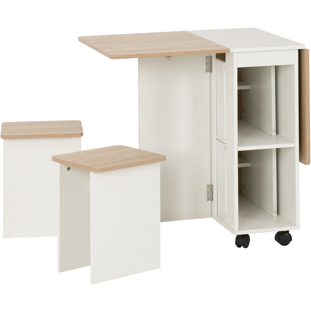 Seconique Seymore 4 Seater Stowaway Dining Set White and Oak Effect Image 3