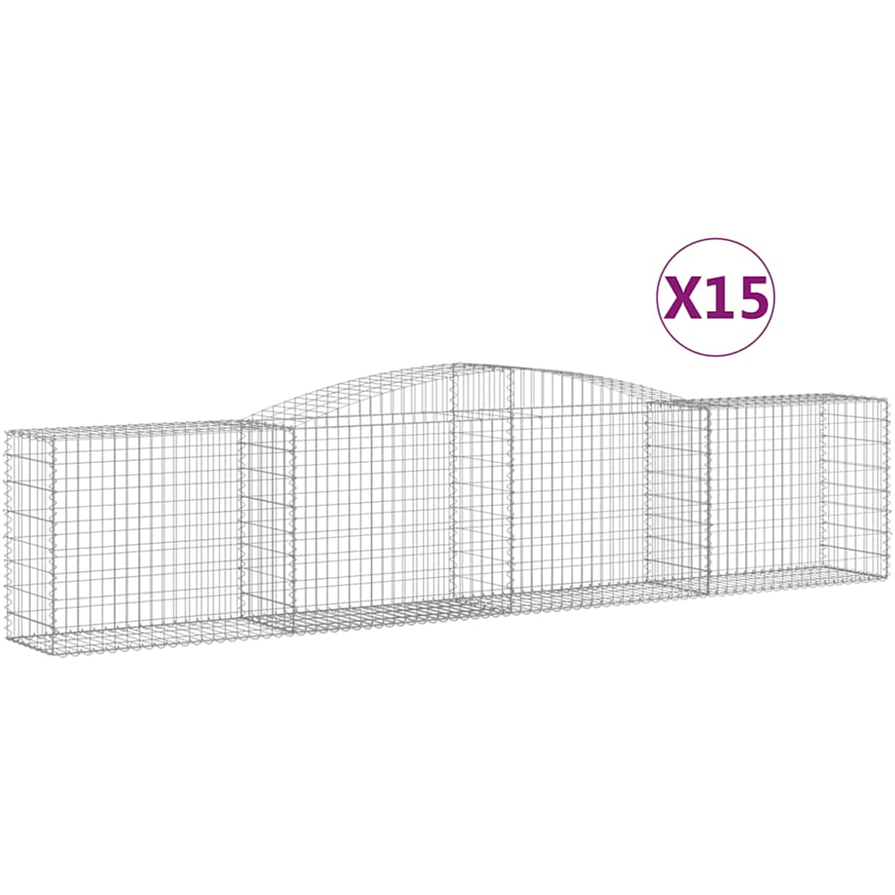 vidaXL Silver Galvanised Iron Arched Gabion Basket 400 x 50 x 80/100cm 15 Pack Image 4