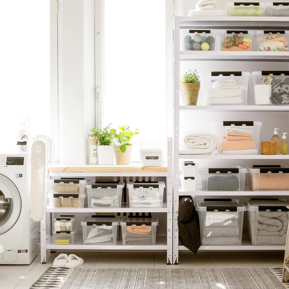 SmartStore Classic Clear Plastic Stackable Storage Box 32L 5 Pack Image 7