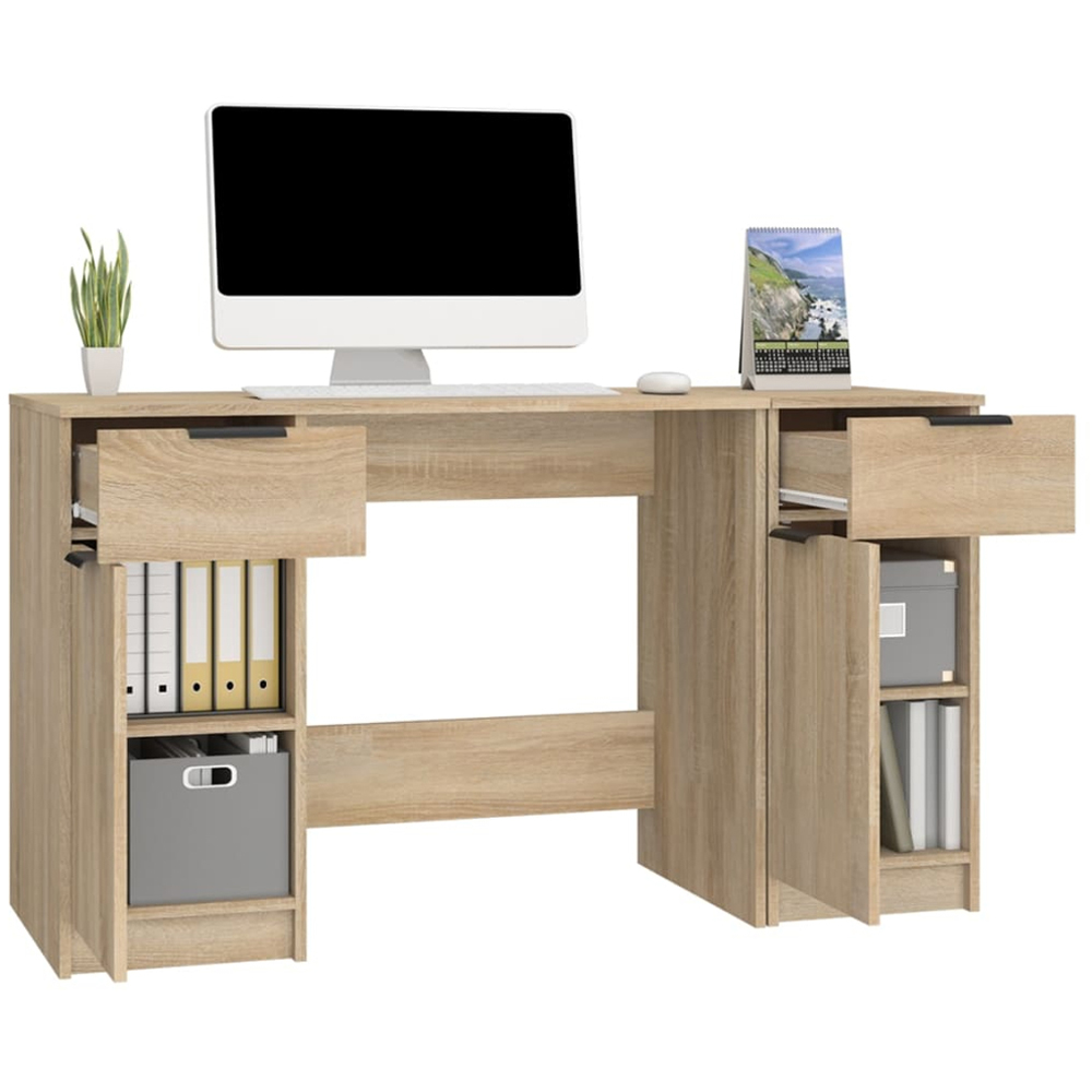 vidaXL 2 Door 2 Drawer Computer Desk Sonoma Oak Image 4