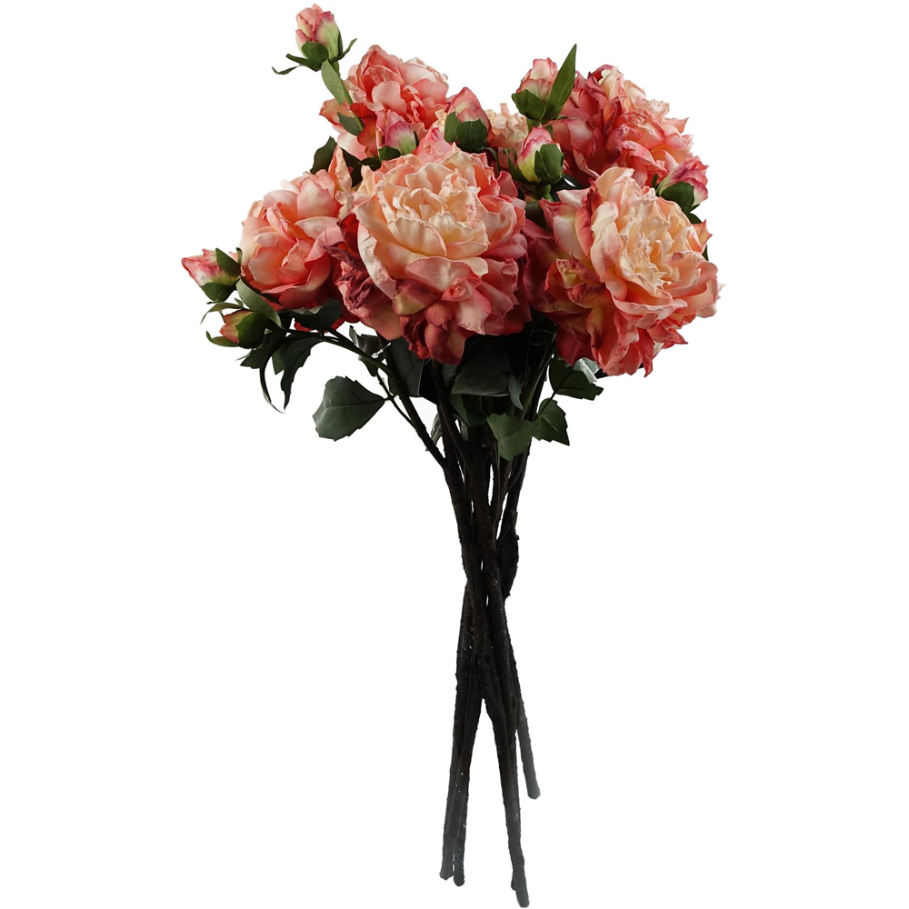 Leaf Pink Peony Single Stem Artificial Flower 2ft 6 Pack Image 1