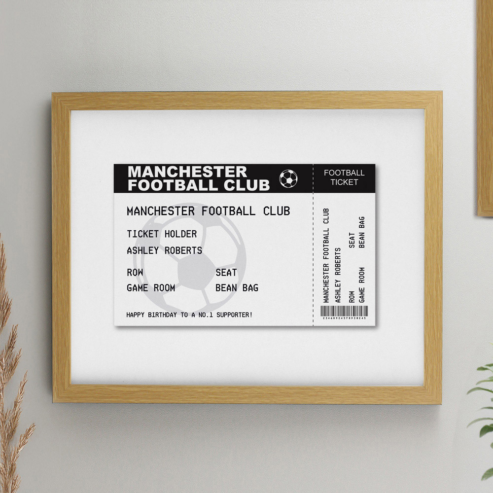 Personalised Memento Company Personalised Football Ticket Oak Poster Frame 12 x 15 inch Image 2