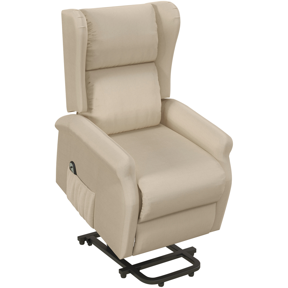HOMCOM Beige Fabric Power Lift Recliner Chair with Remote Image 2