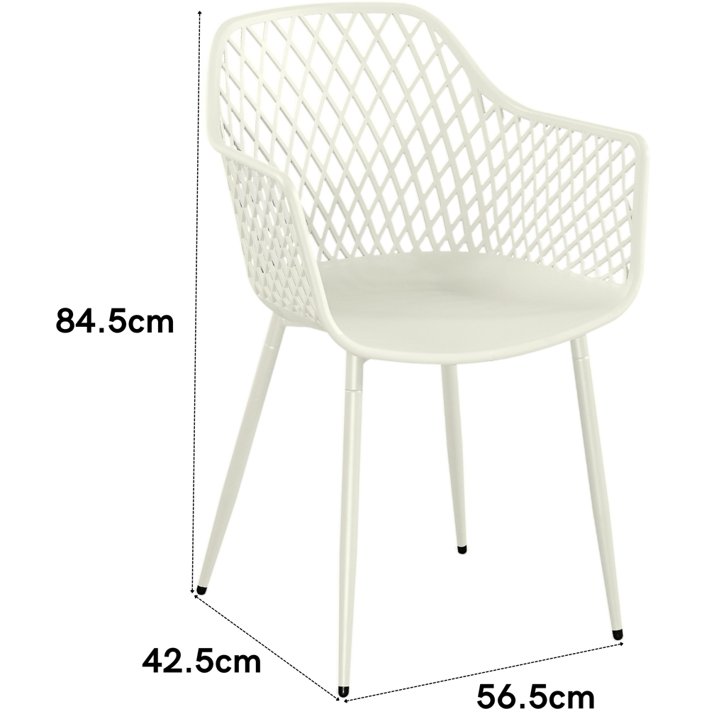 Core Products Set of 2 White Lattice Back Design Garden Bistro Armchair Image 6