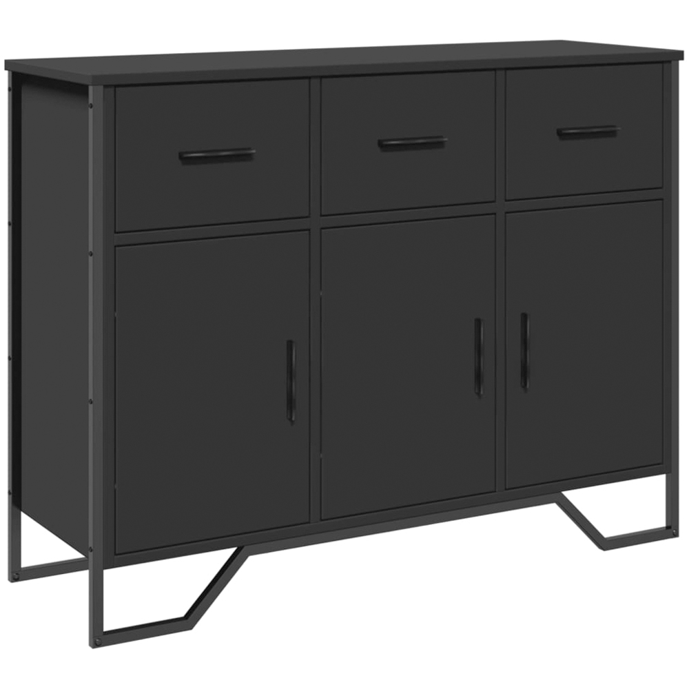 vidaXL 3 Door 3 Drawer Black Wooden Sideboard Image 2