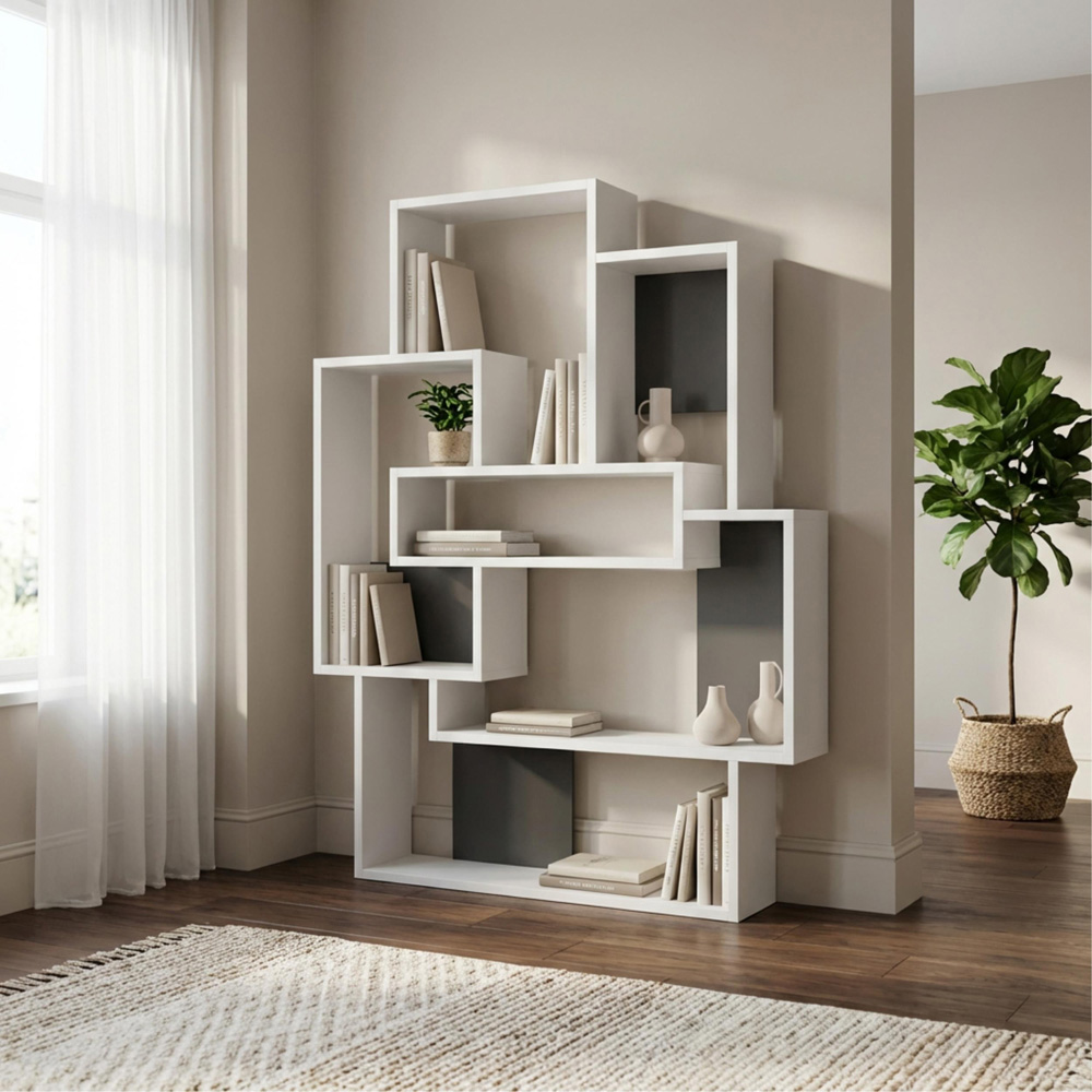 Decortie Barce 6 Shelf White Bookcase Image 4