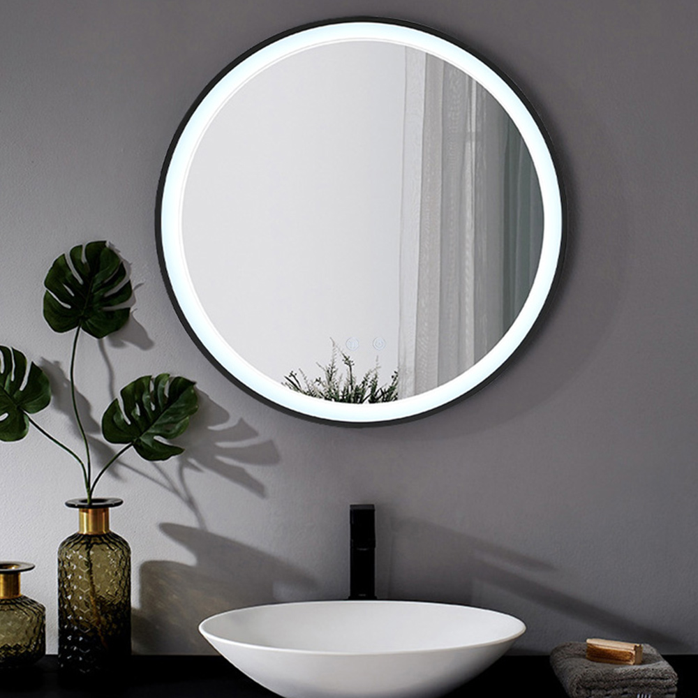 Living and Home White Framed Round LED Mirror Image 7