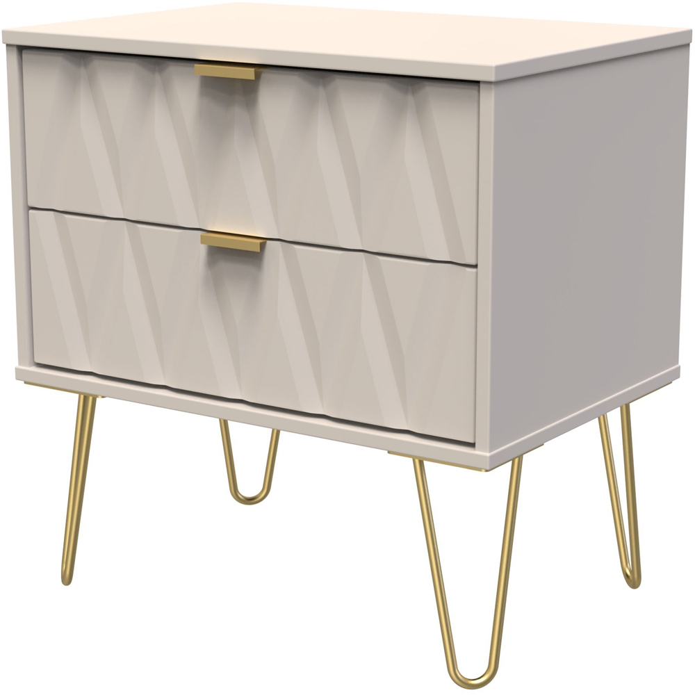 Crowndale Diamond 2 Drawer Kashmir Matt Side Table Ready Assembled Image 2
