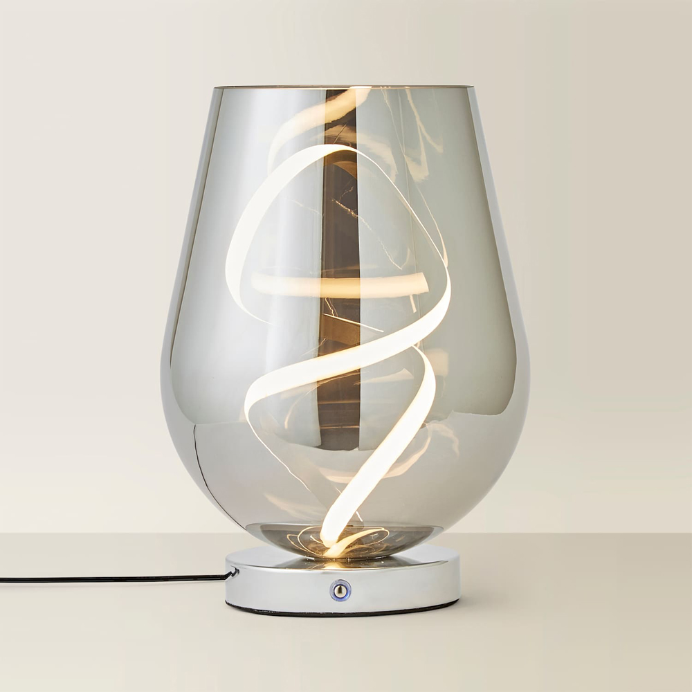 ValueLights Helix Smoked Glass Integrated LED Table Lamp Image 5