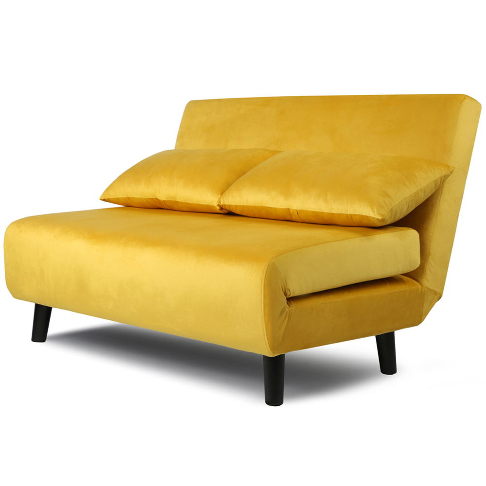 Aurora 2 Seater Yellow Velvet Sofa Bed Image 2