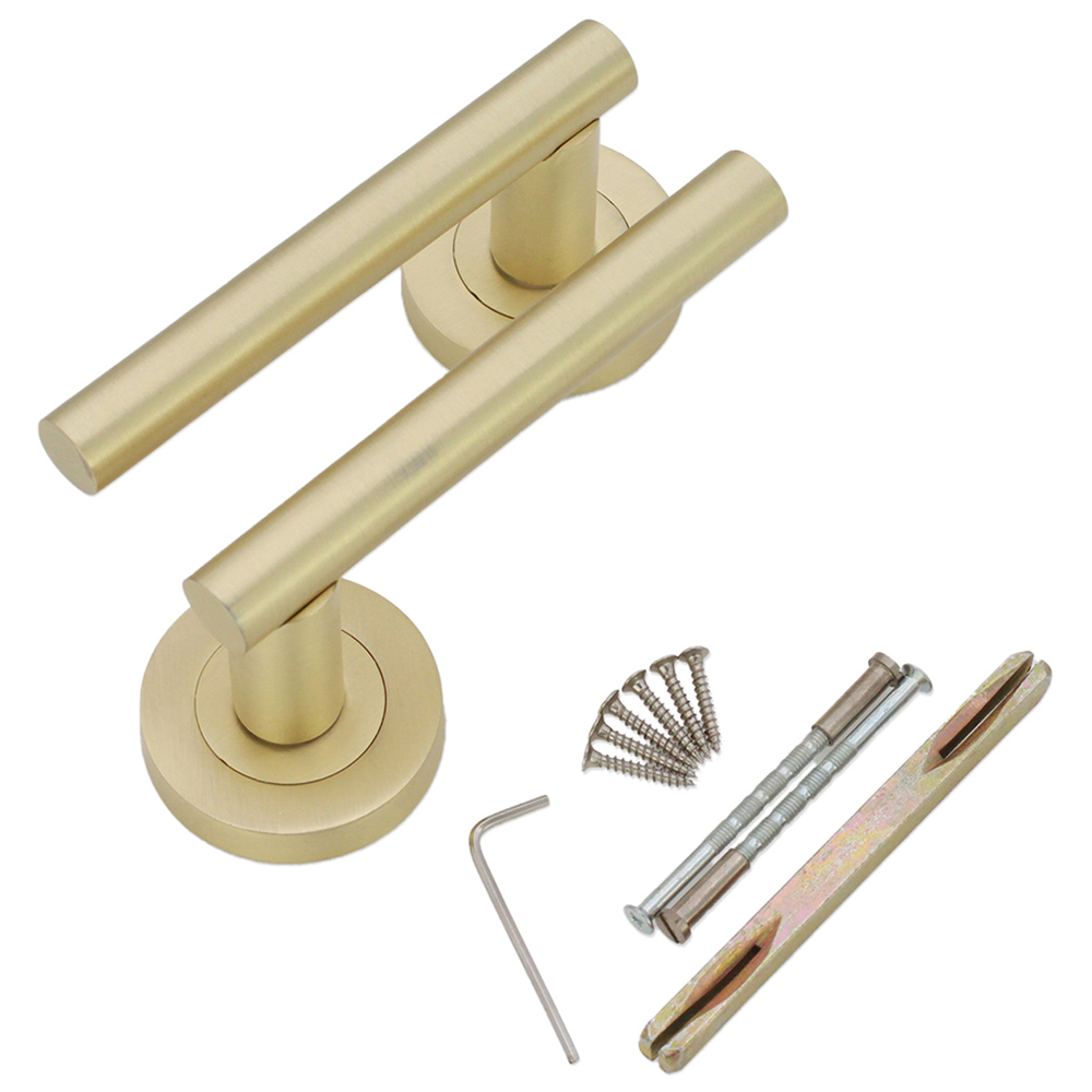 Spira Brass Jura Satin Brass Lever Door Handle 2 Pack Image 4