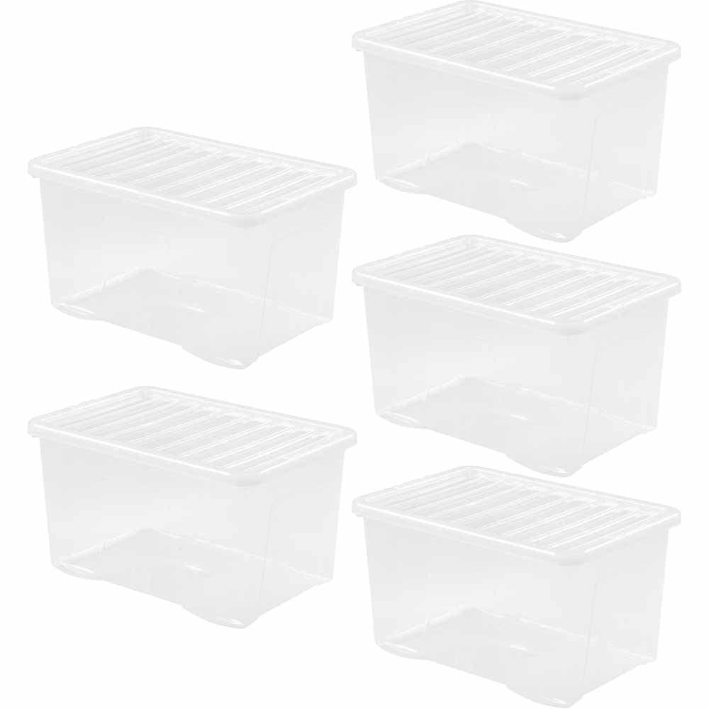 Wham 60L Crystal Storage Box with Lid 5 Pack Image 1