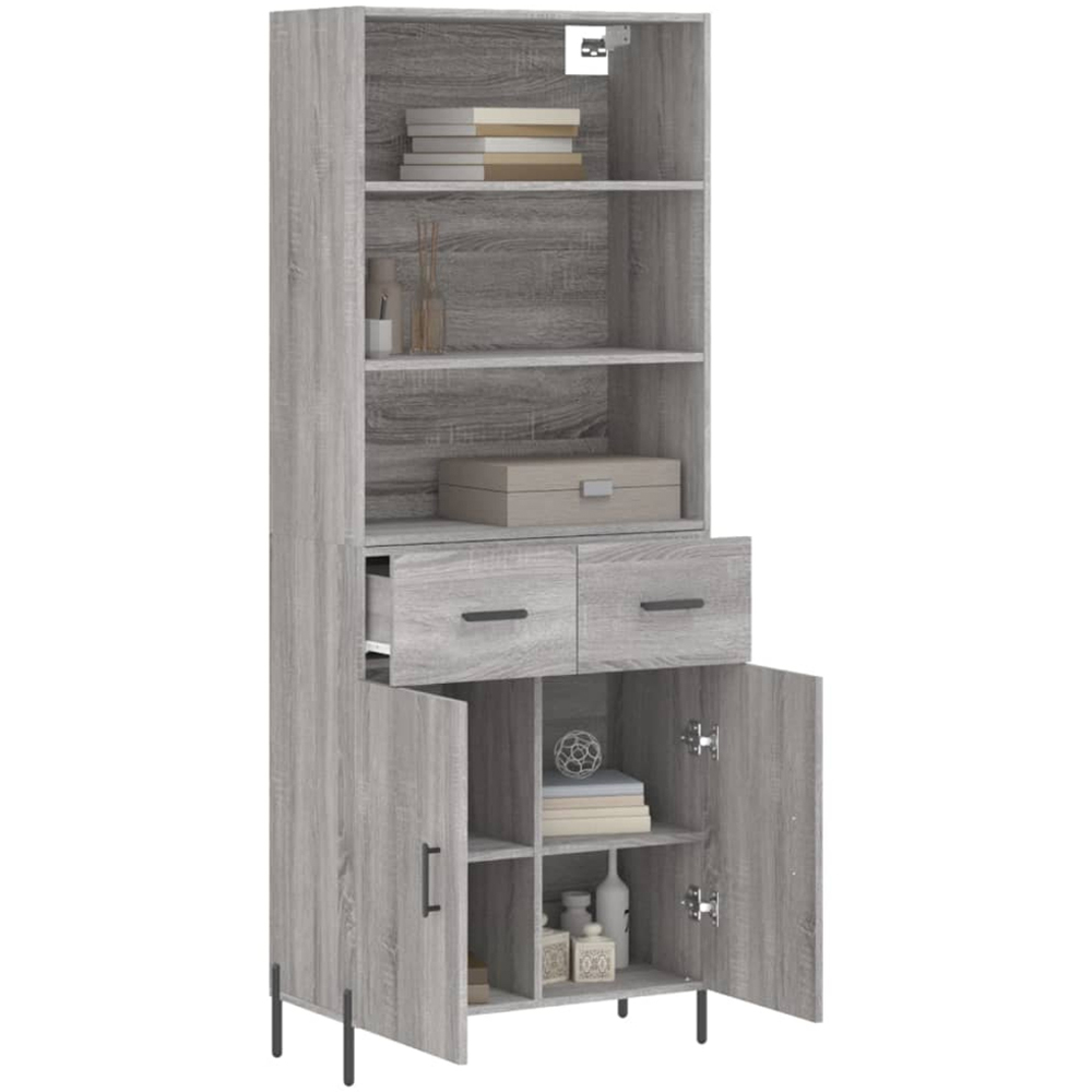 vidaXL 2 Door 2 Drawer 3 Shelf Grey Sonoma Highboard Image 3