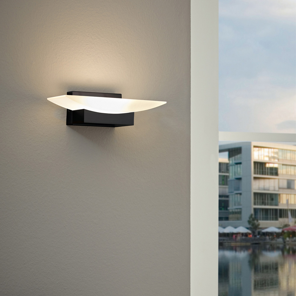 EGLO Metrass Black Plastic And Aluminium Uplighter LED Wall Light Image 2
