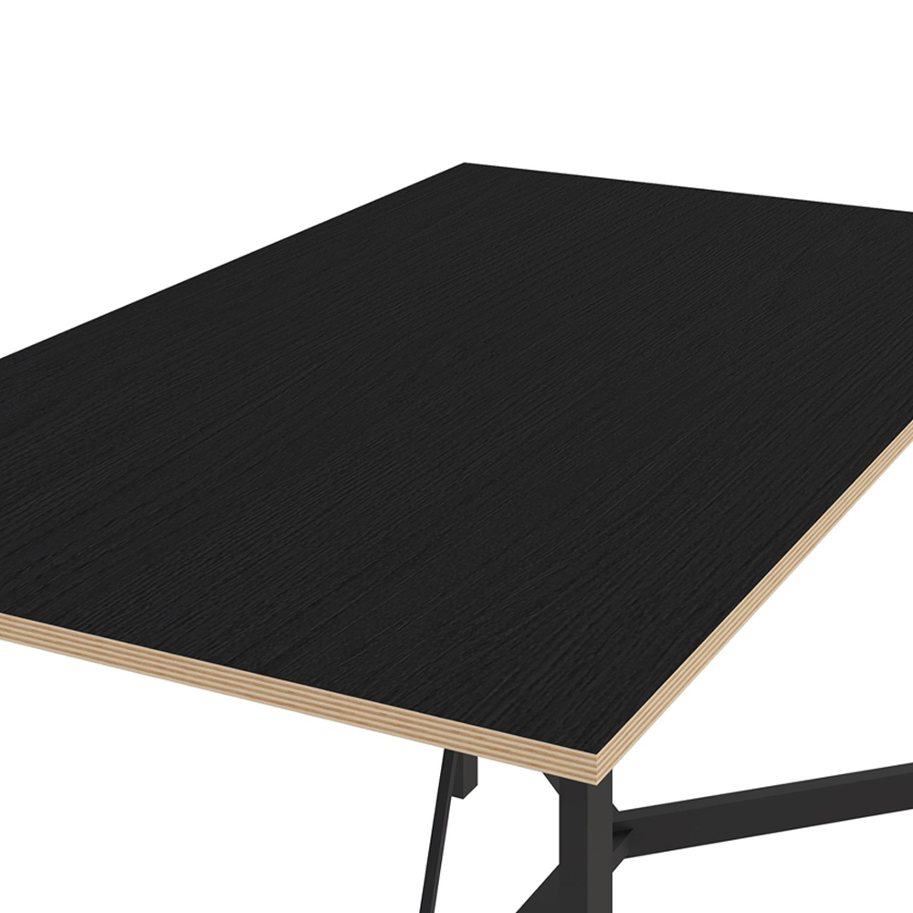 Decortie Dalma Black Wooden Dining Table with Plywood Top Image 3