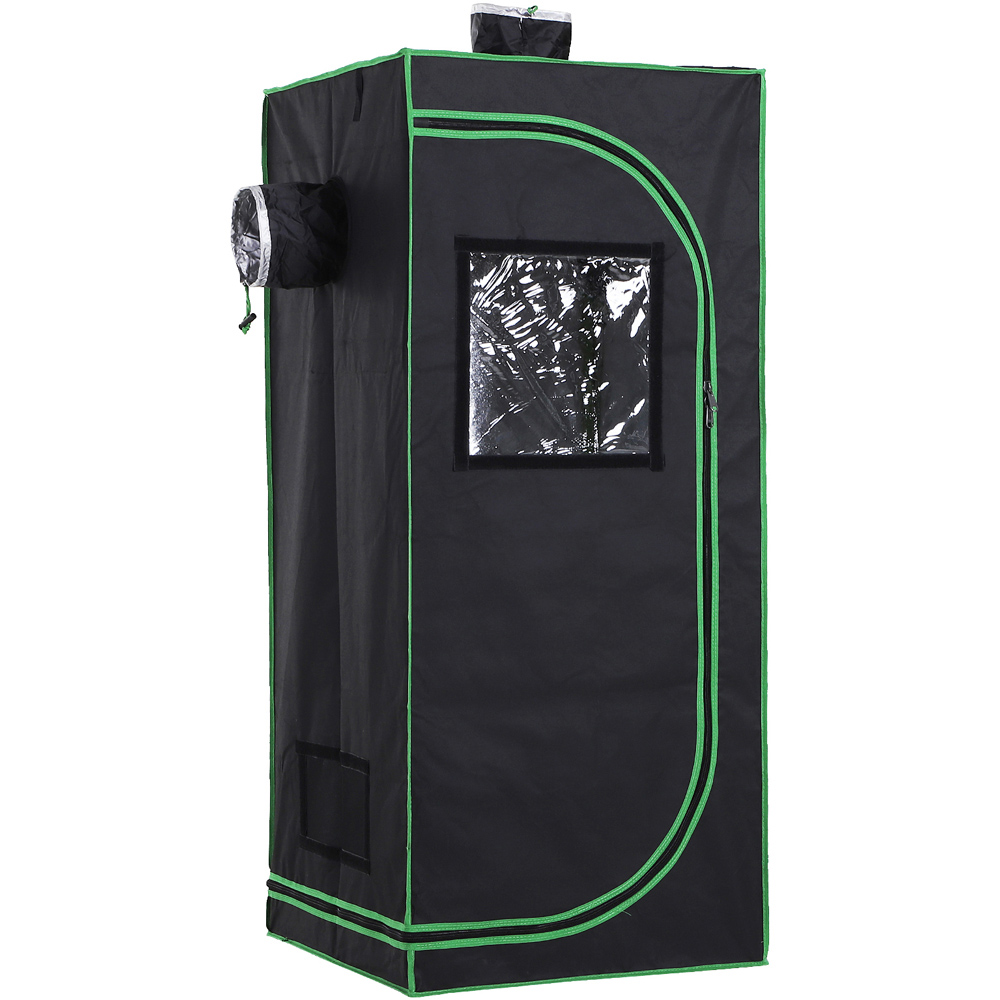 Outsunny Black and Green Oxford Fabric 1.9 x 1.9ft Hydroponic Grow Tent Kit Image 1