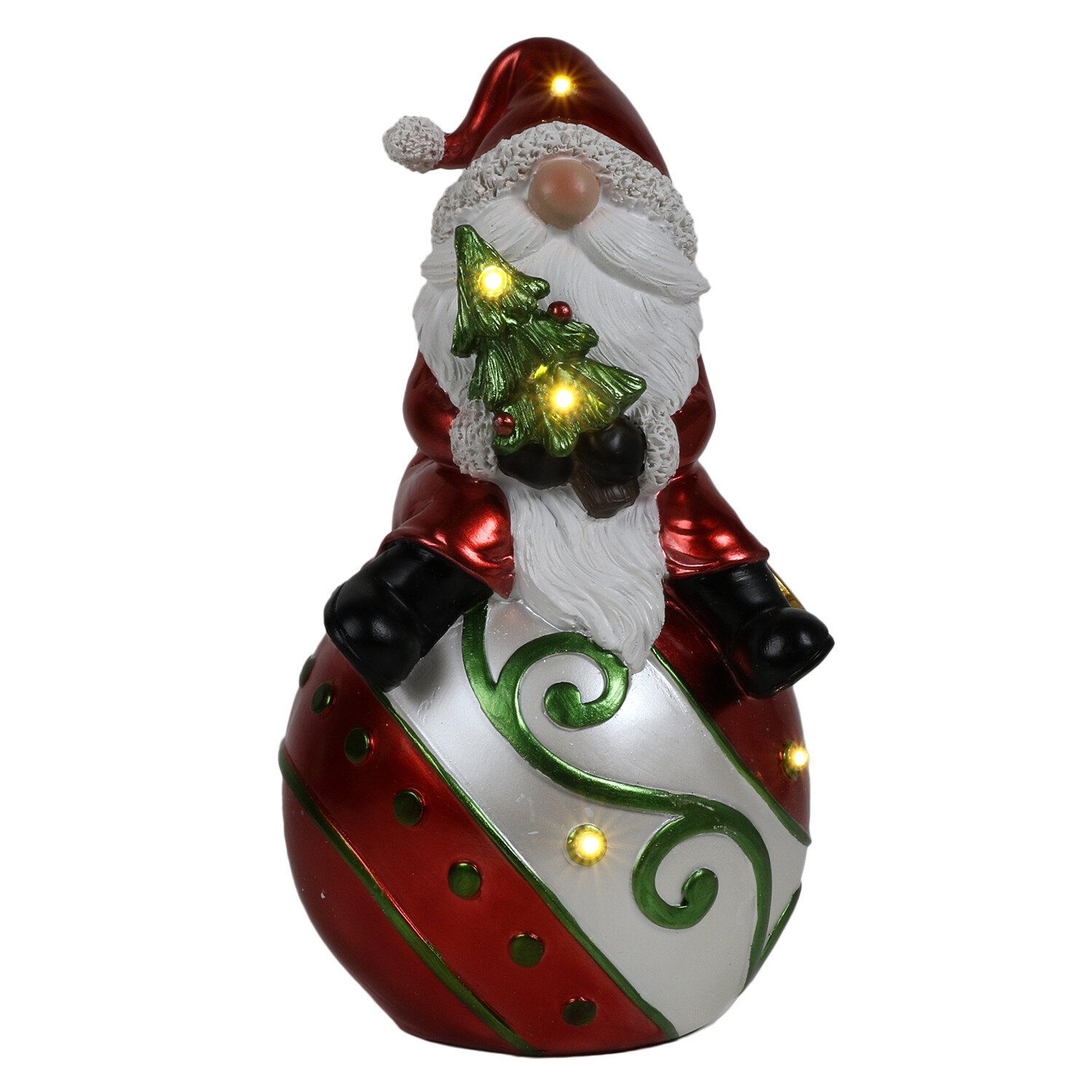 Santa On Red LED Bauble Ornament Image 1