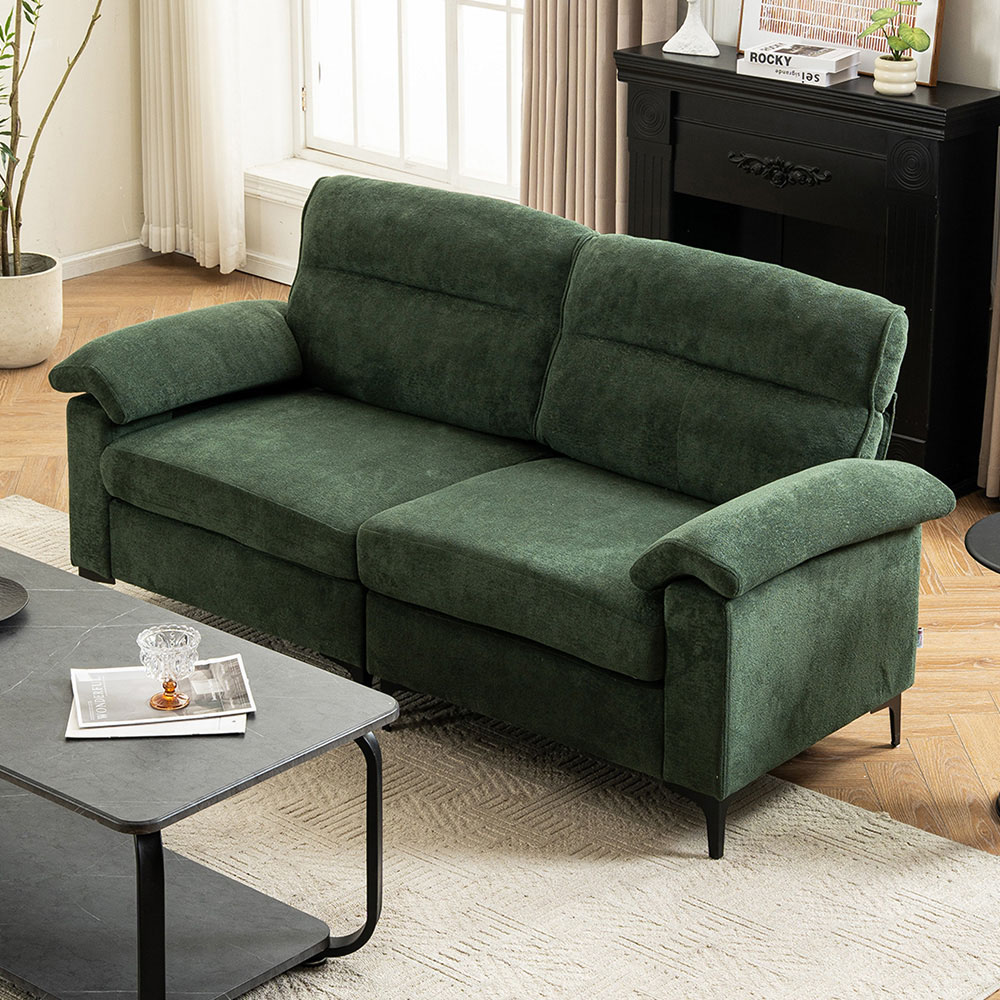 Living and Home 2 Seater Green Chenille Sofa Image 8