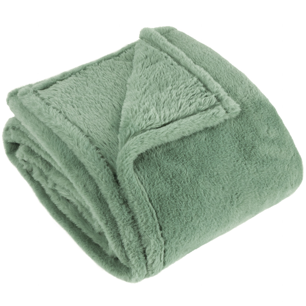 Furn Frost Green Kallu Double-Sided Faux Fur Throw 130 x 180cm Image 1