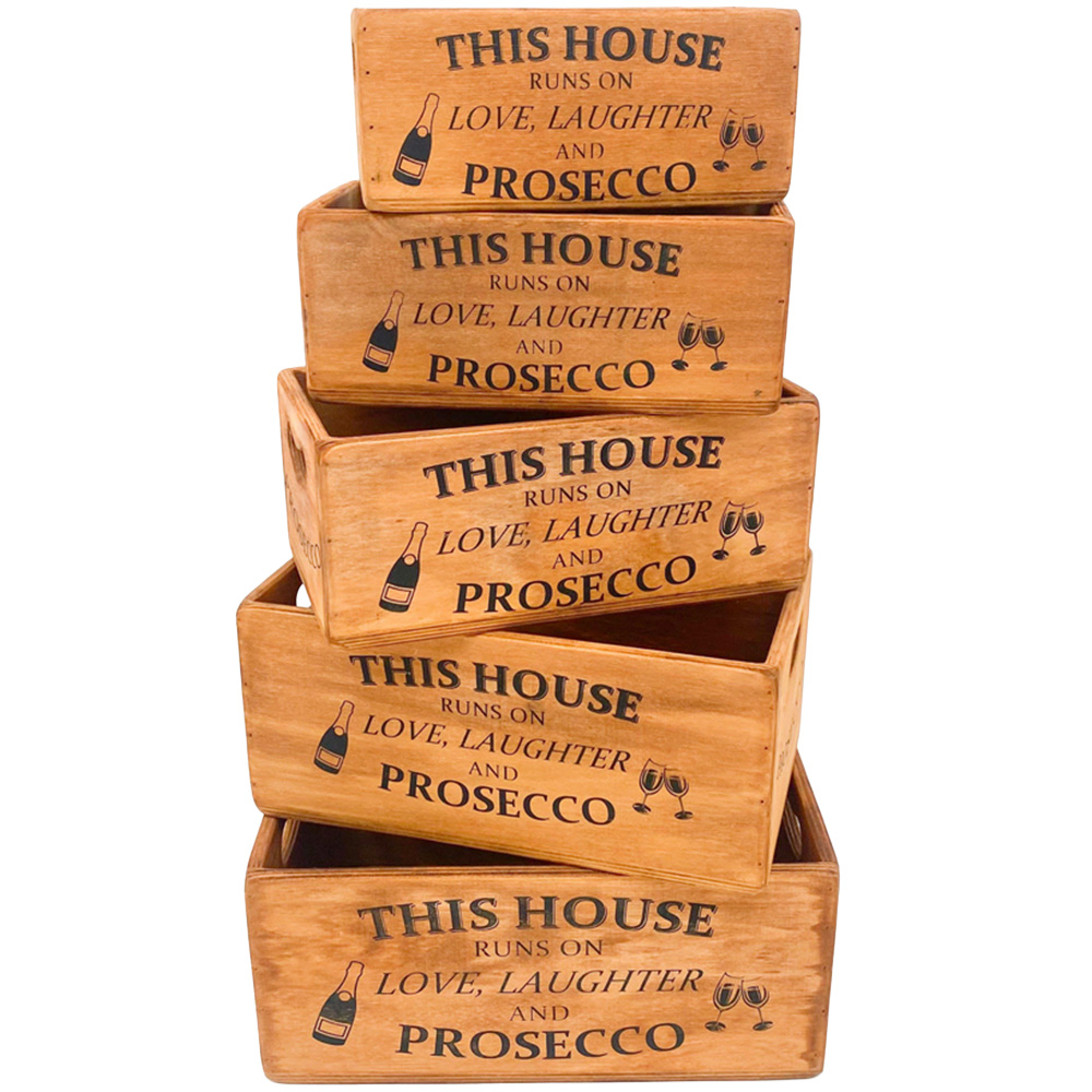 Acacia Home The House Runs on Love Laughter and Prosecco Waxed Box Set of 5 Image 1