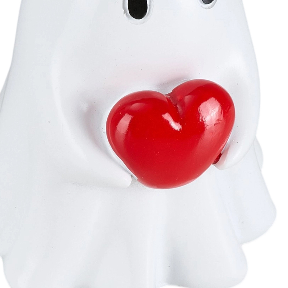 Living and Home White Eerie Ghost Holding Heart Halloween Figurine Ornament Image 3