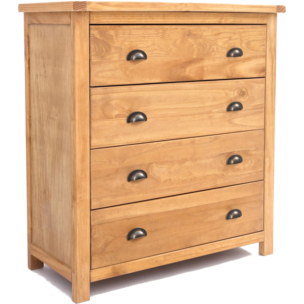 Lugo 4 Drawer Antique Wax Finish Chest of Drawers with Brass Cup Handles Image 3
