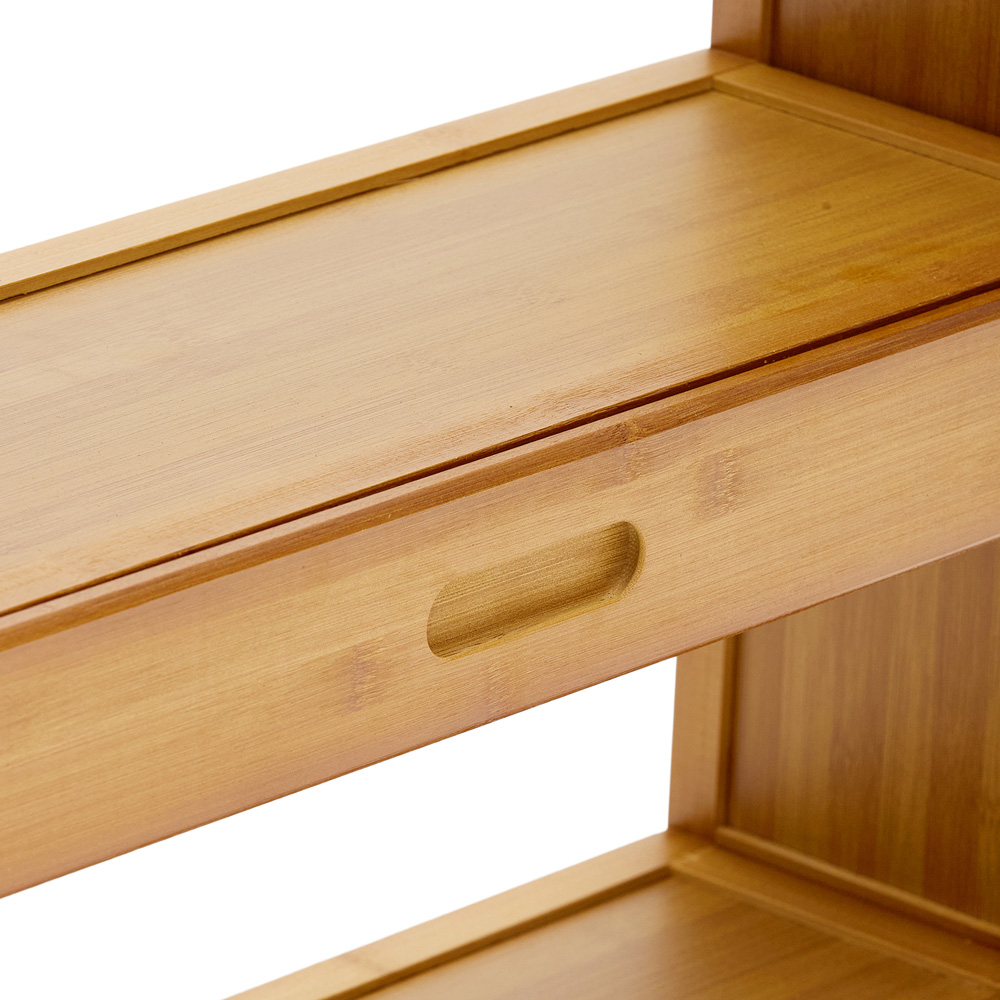Living and Home Single Drawer 3 Shelf Natural Bamboo Desktop Bookshelf ...