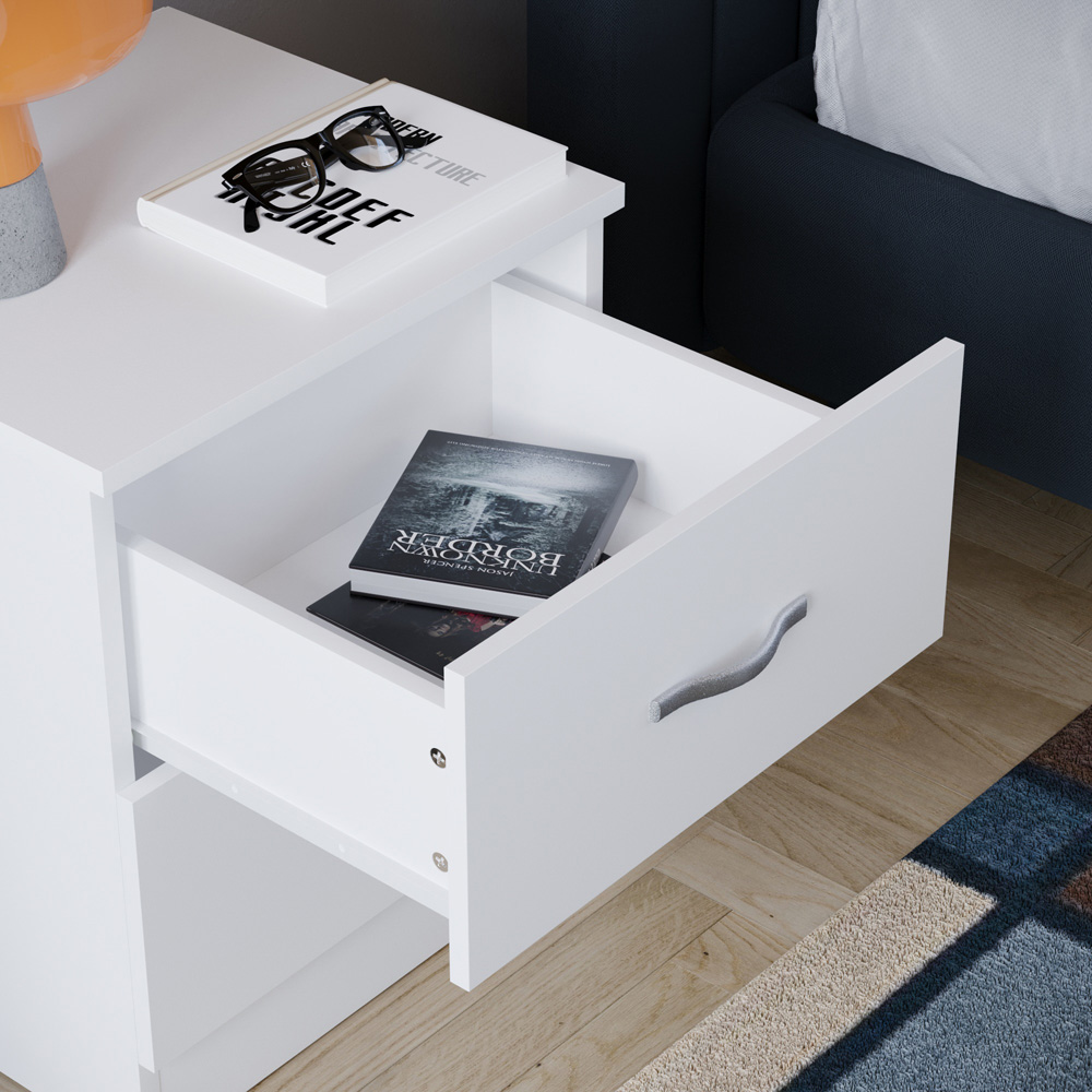 Vida Designs Riano 2 Drawer White Bedside Table Image 5