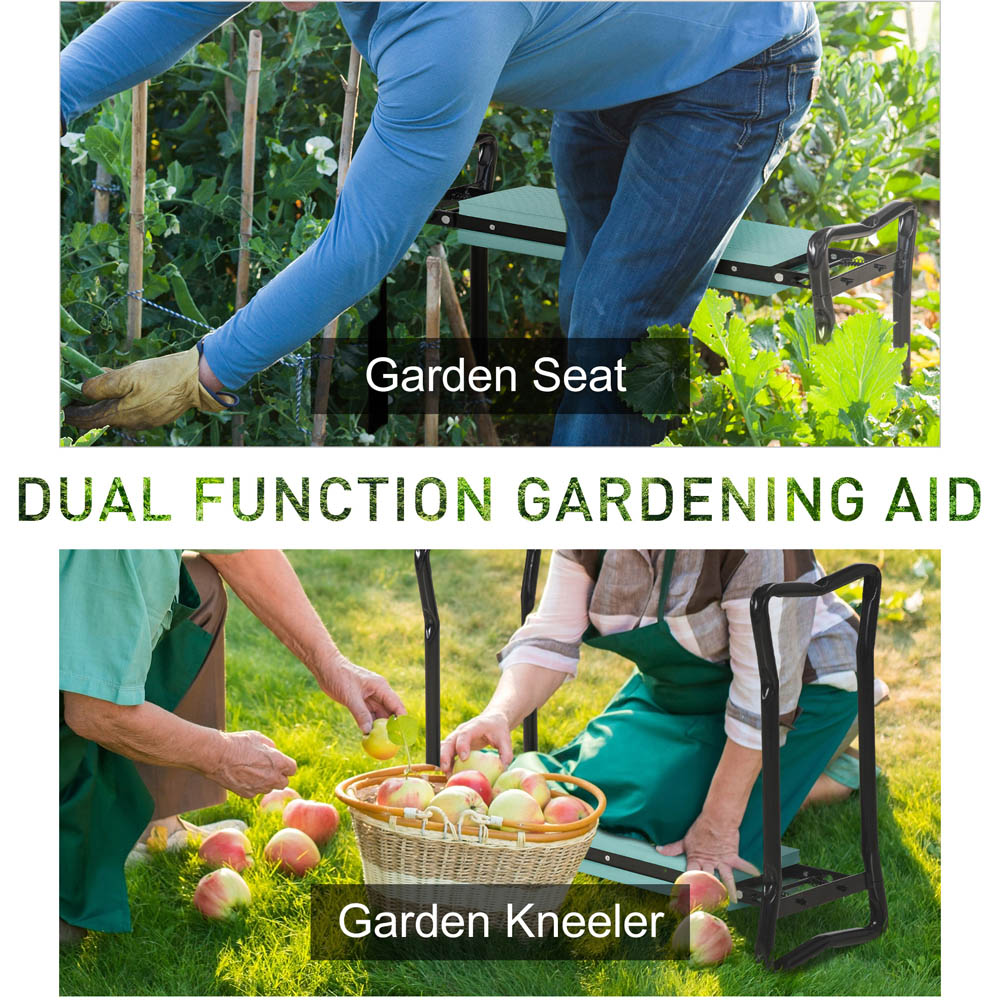 Outsunny 2-in-1 Green Foam Pad Foldable Garden Bench and Kneeling Pad Image 5