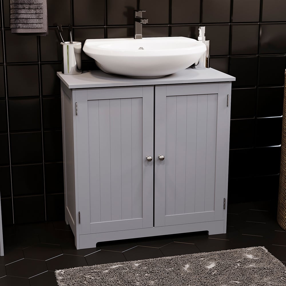 Bath Vida Priano 2 Door Grey Under Sink Bathroom Cabinet Image 3