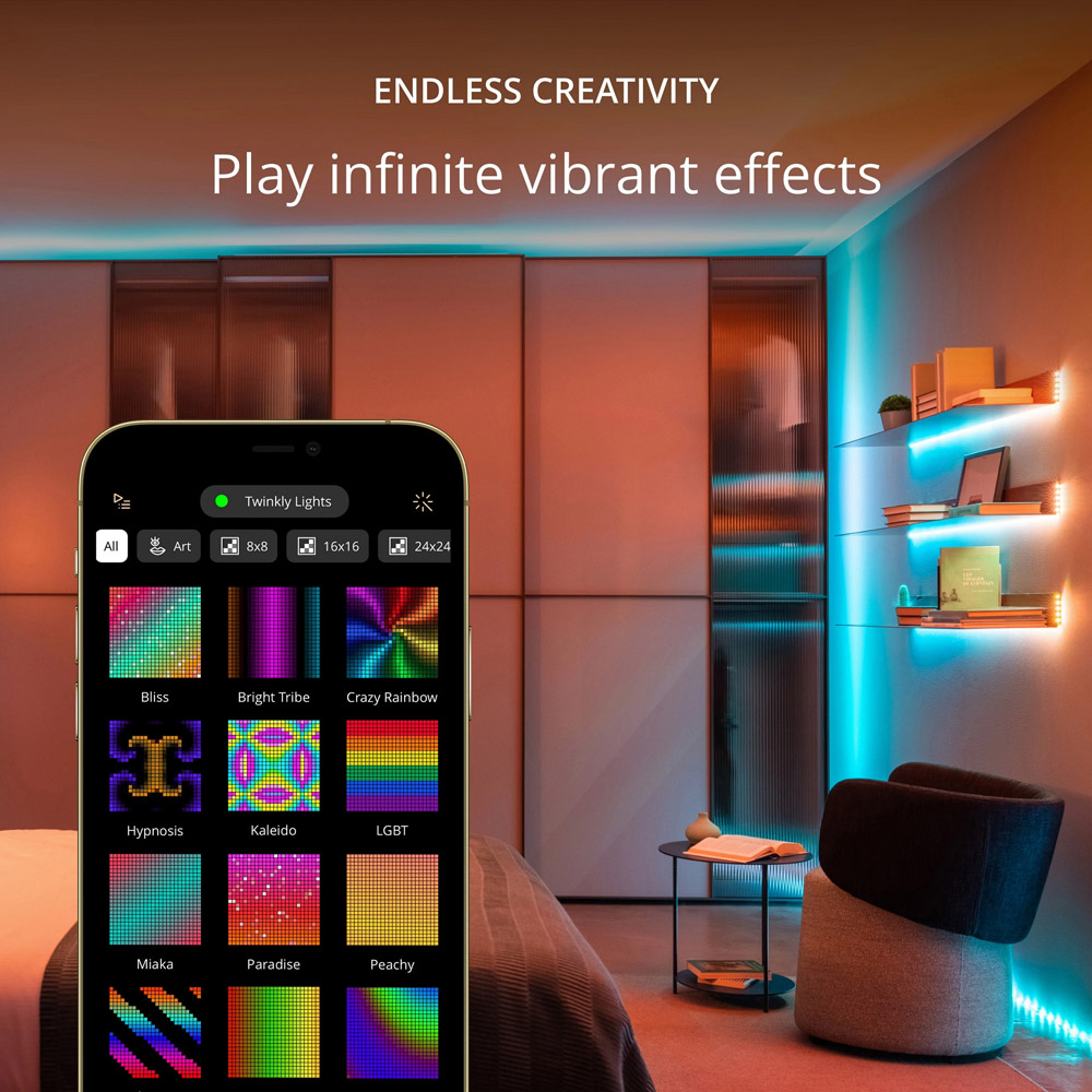 Twinkly Dots 200 RGB LED Smart Black Cable String Light 10m Image 4