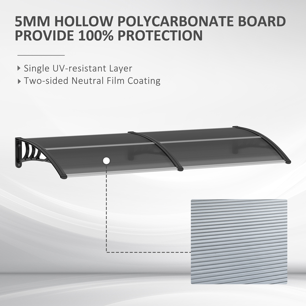 Outsunny Black Outdoor Door Canopy Awning 1.96 x 0.75m Image 8