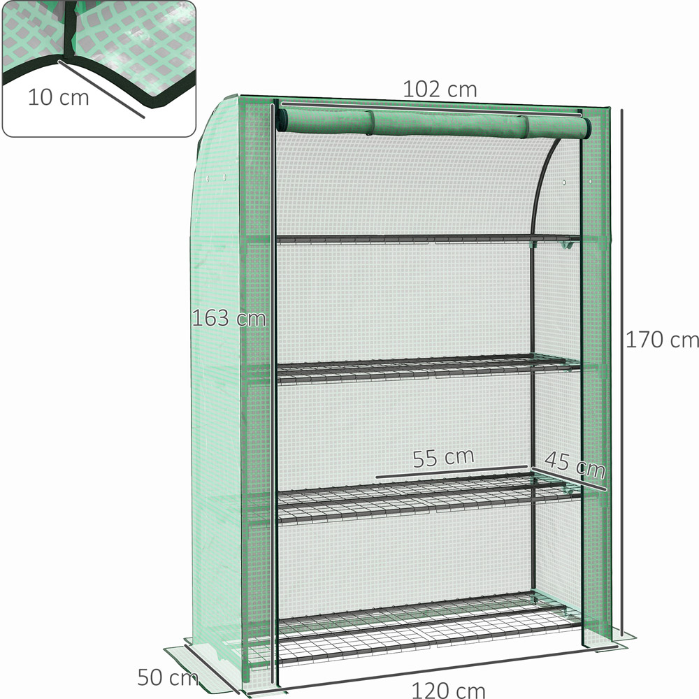 Outsunny 4 Tier Green Plastic 4 x 1.6ft Mini Greenhouse Image 7