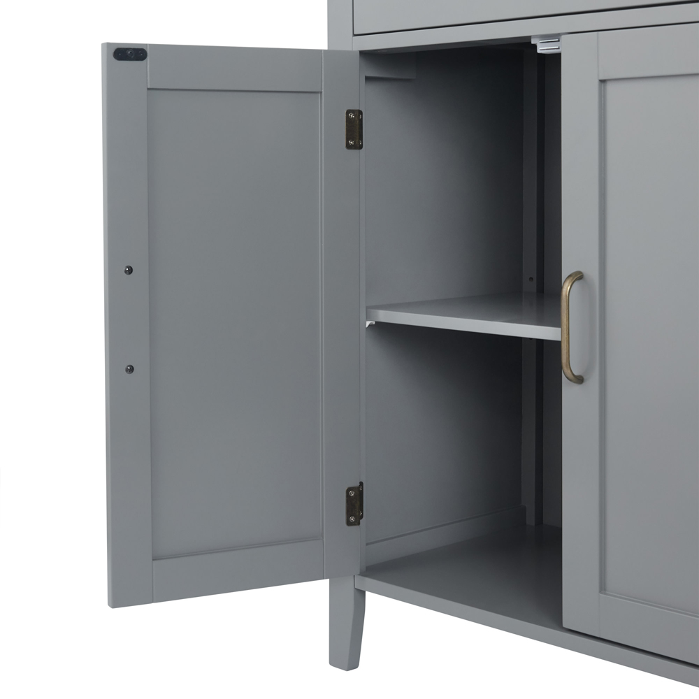Teamson Home Mercer 2 Door Single Drawer Grey Mid Century Wooden Floor Storage Cabinet Image 5
