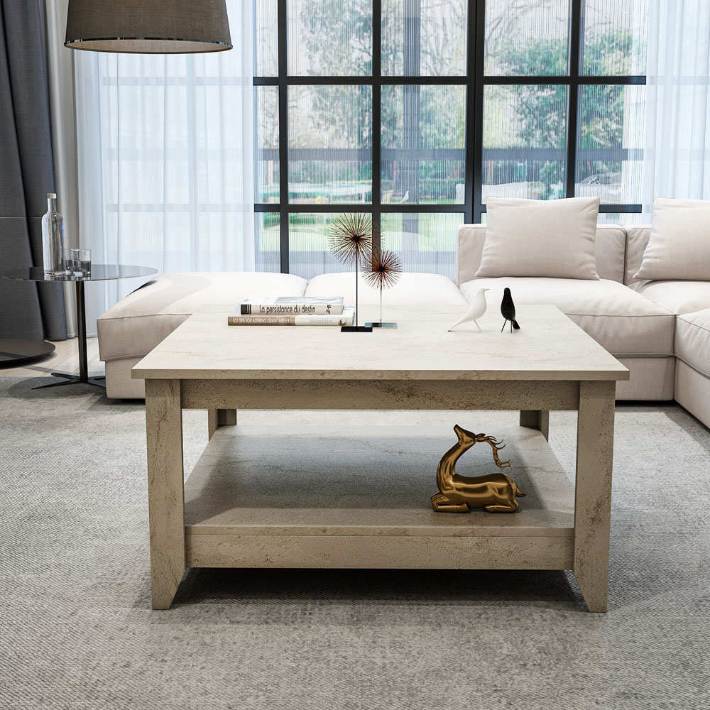 Decorotika Lea Single Shelf Walnut Coffee Table Image 4