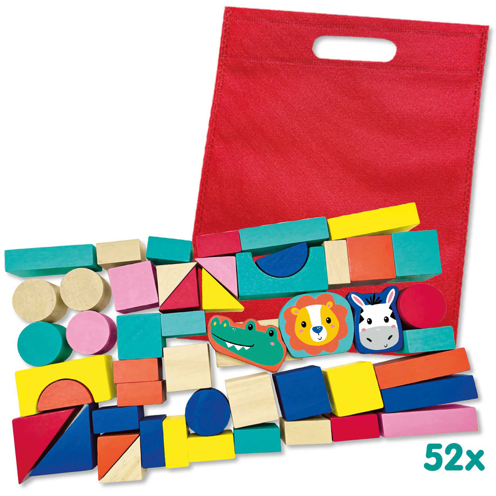 SES Creative Tiny Talents 52 Wooden Building Blocks Set Image 2