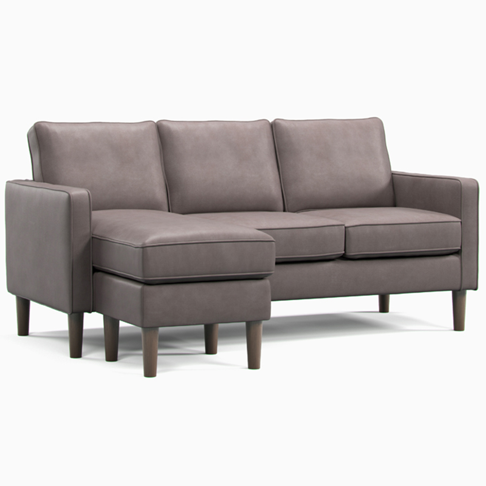 Regan 3 Seater Grey Faux Leather Reversible Chaise Sofa Image 2