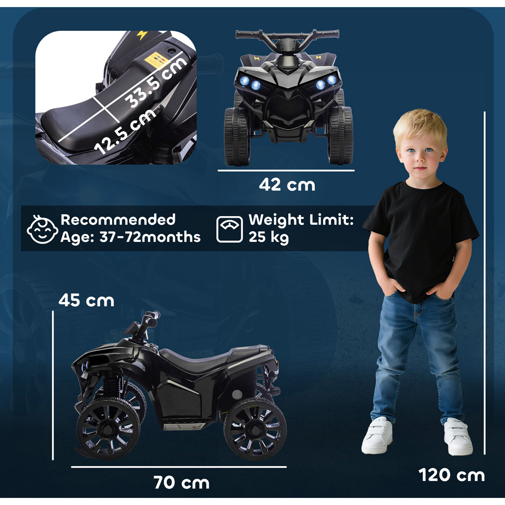 Tommy Toys AIYAPLAY Kids Black Ride On ATV Quad Bike 6V Image 9