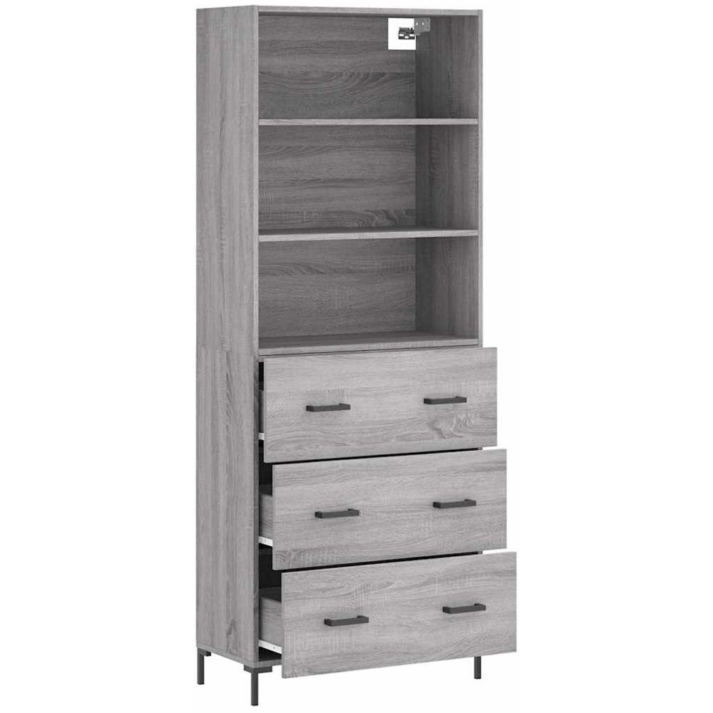 vidaXL 3 Drawer 3 Shelf Grey Sonoma Highboard Image 4