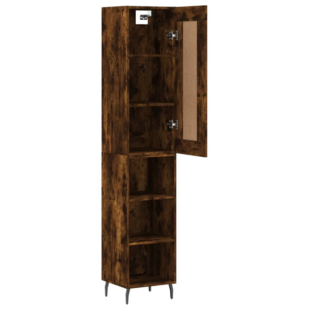 vidaXL Single Door 3 Shelf Smoked Oak Highboard Image 4