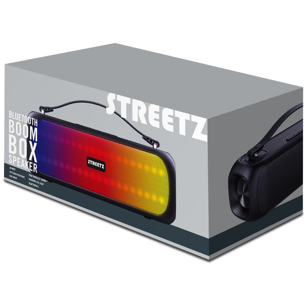 Streetz Black Boombox Wireless Speaker 30W with LED Lights Image 7