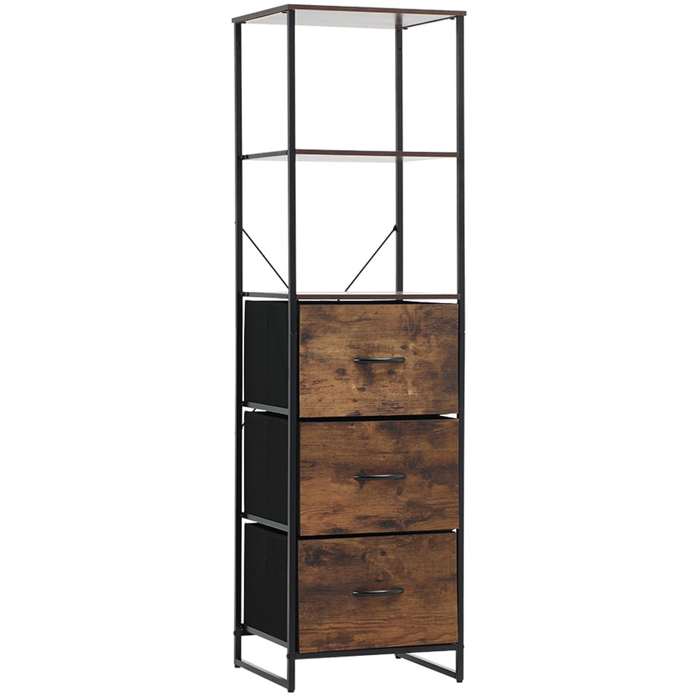 H&O Direct 3 Drawer 2 Shelf Retro Style Storage Cabinet Image 2
