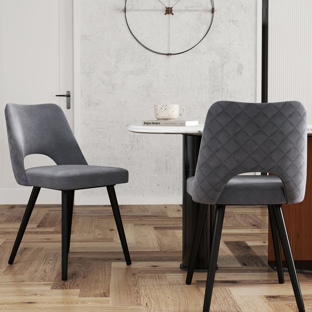 Costway Set of 2 Grey High density Sponge Cushion Upholstered Dining Chairs Image 1