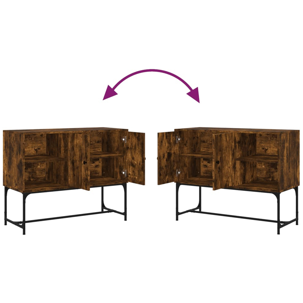 vidaXL 2 Door 2 Shelf Smoked Oak Sideboard Image 8