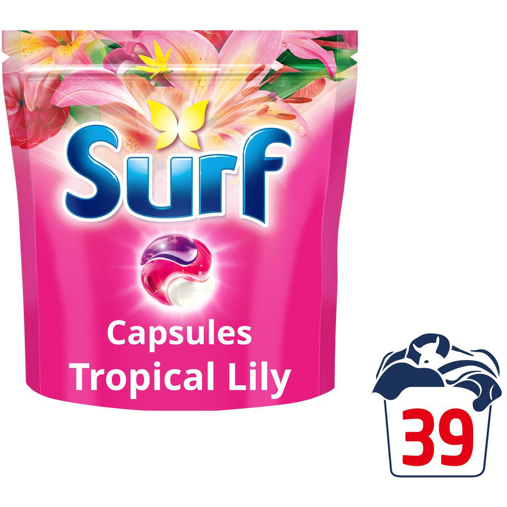 Surf 3-in-1 Tropical Lily Washing Capsules XL 39 Washes 3 Pack Image 2