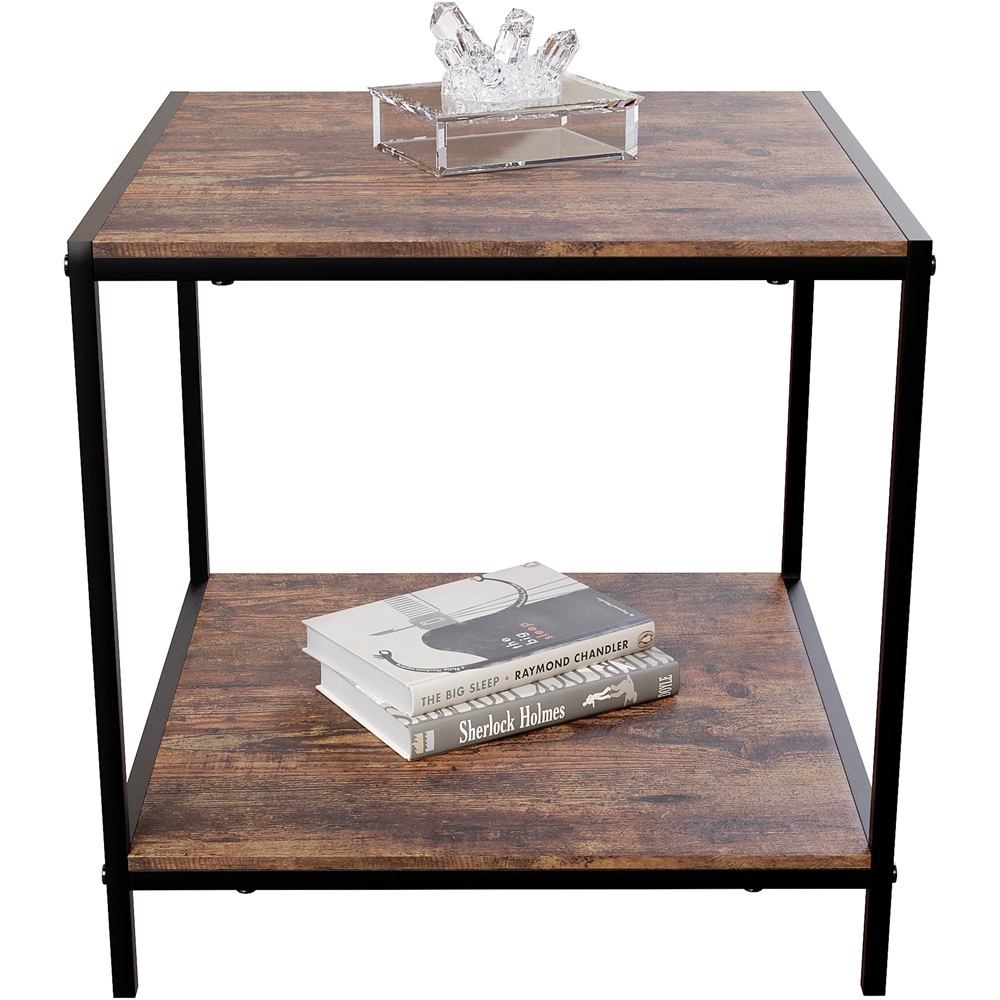 Vida Designs Brooklyn Dark Wood Metal Frame End Table Image 5