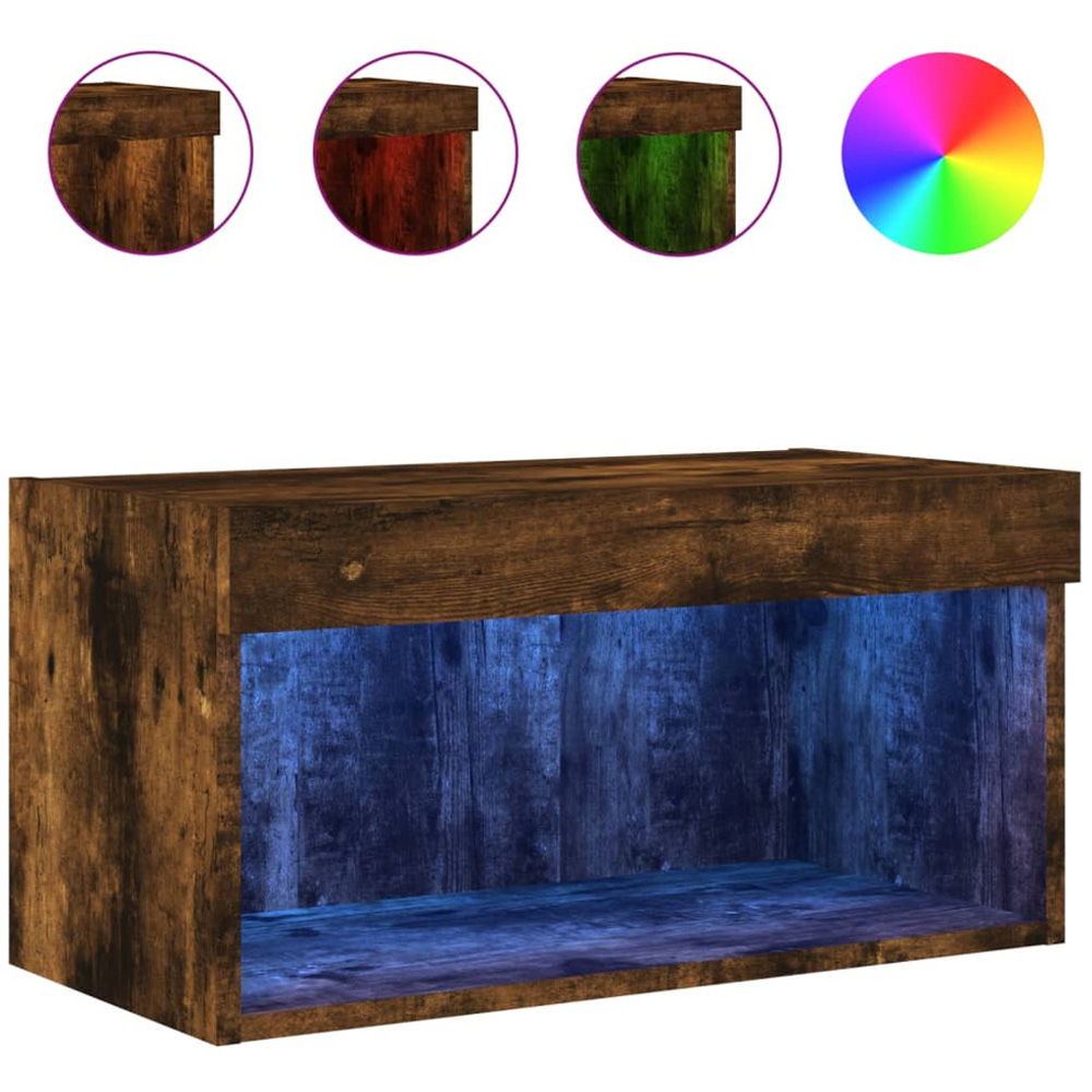 vidaXL Single Shelf Smoked Oak Wall Mounted LED TV Cabinet Image 2